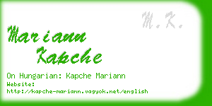 mariann kapche business card